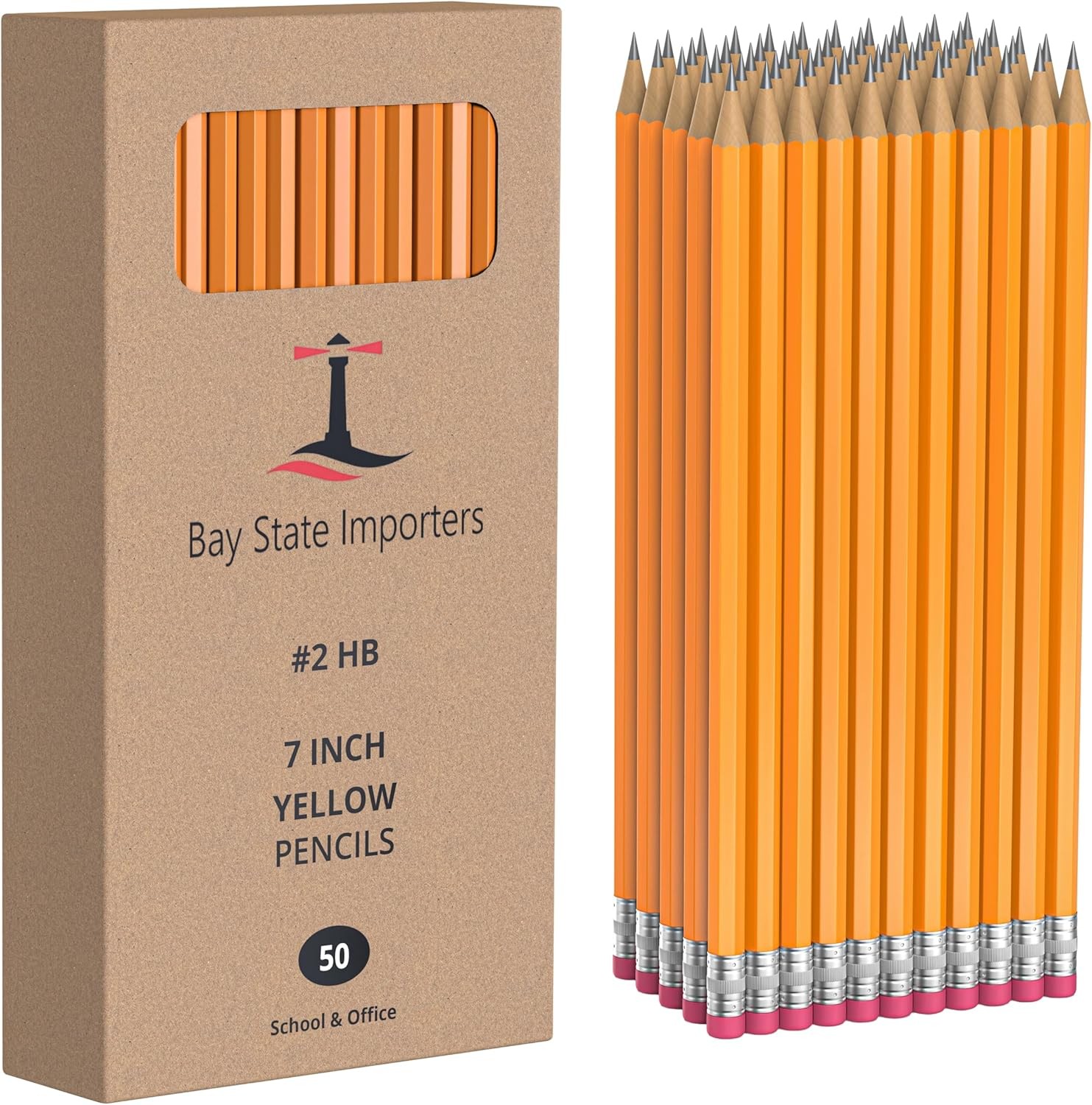 S Bulk 50 Pack | Pre-sharpened Yellow Wood Pencils With Eras