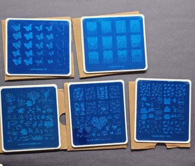 Lot Of 5 Nail Stamp Plates Kads Nature 1 Flower Chinese 021 Festival 014 Zoo 009