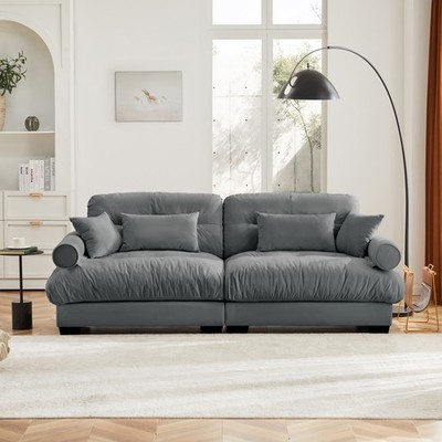 Large Size Modern Two-seater Sofa with Bolstered Armrests,Velvet 2-Seater So