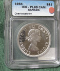 1964 CANADA SILVER $1 DOLLAR...ICG..PL-65 CAMEO...SHINY COIN..GREAT  CAMEO — photo 1
