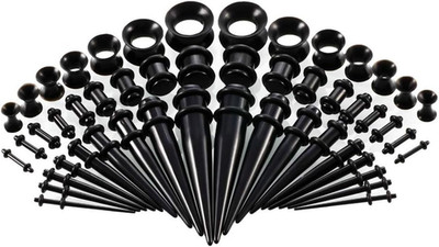 50 Stück Ohr Stretching Kit 14G-00G/1.6mm-12mm Acryl Dehnstab Taper Plugs Siliko