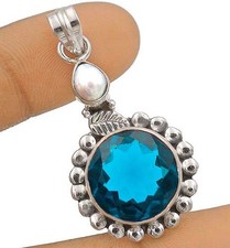 Natural 3CT Apatite 925 Solid Sterling Silver Pendant 1 2/3