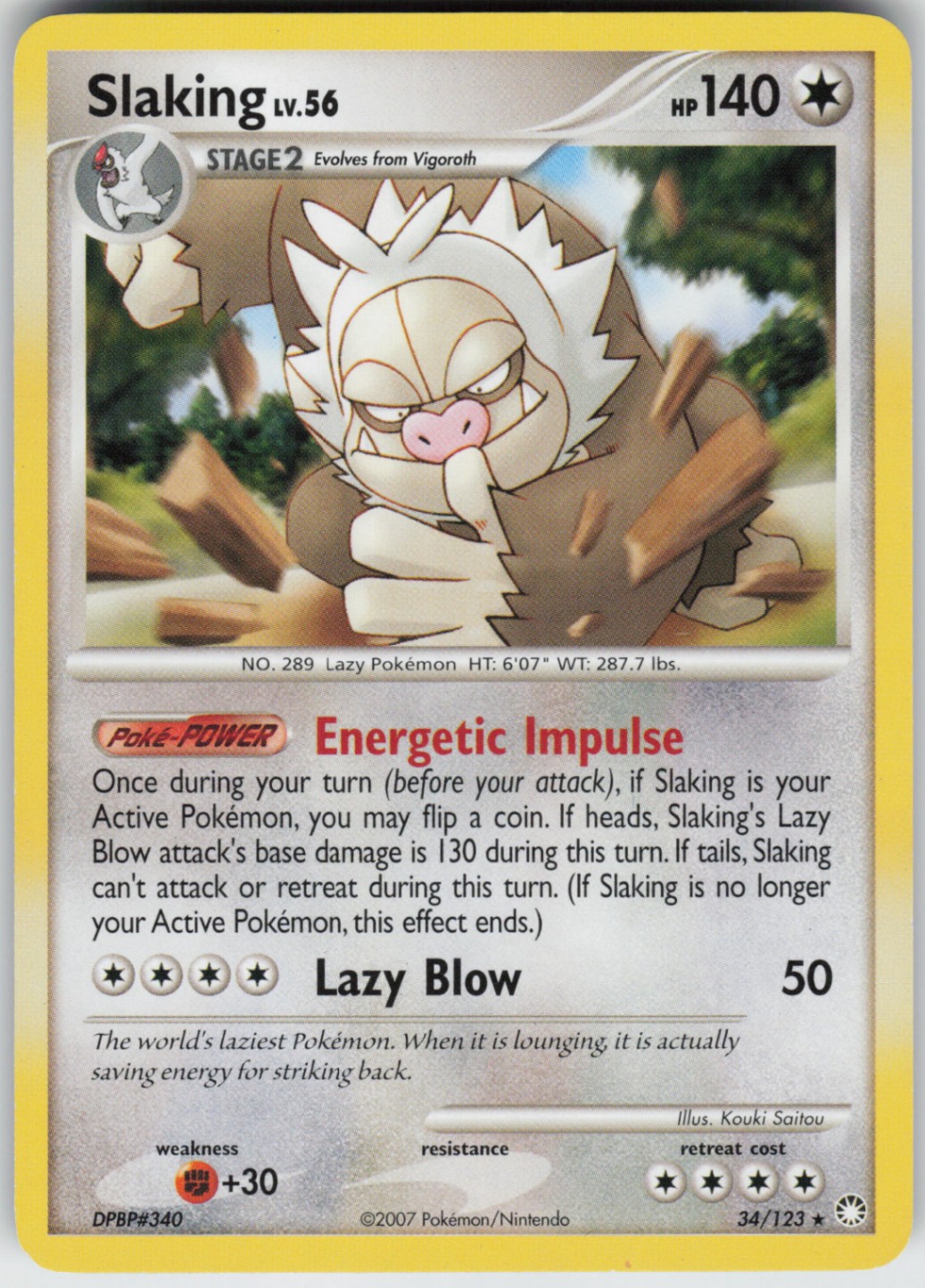 Pokemon TCG Slaking 34/123 Mysterious Treasures Rare card Normal