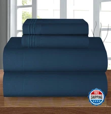Elegant Comfort Luxury 1500 Hotel Quality Microfiber 4-Piece Sheet Set - Navy Bl