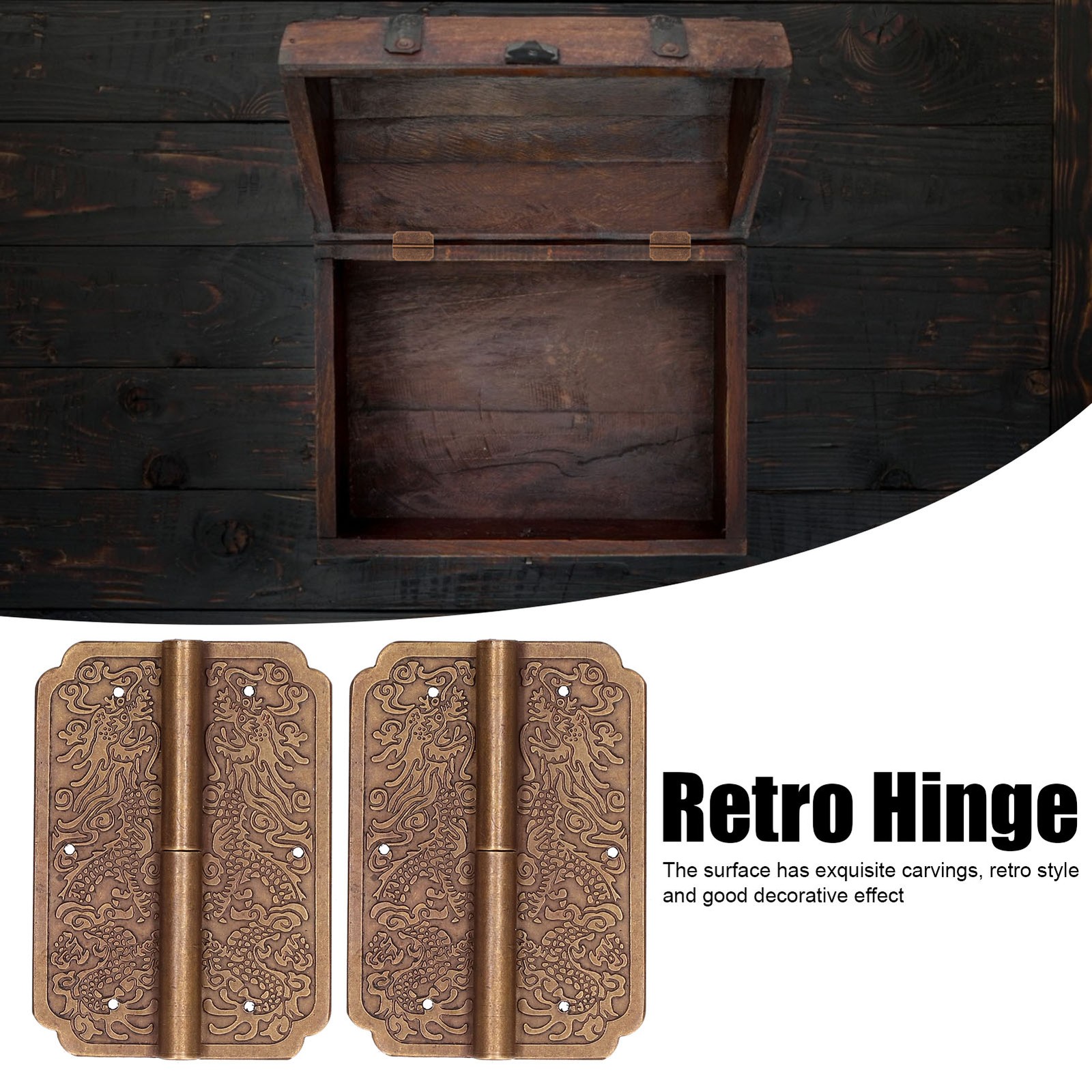 ✿ 2Set Furniture Hinge Retro Antique Brass Hinges Hardwares For Cabinet Jewel