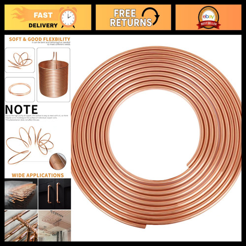 3/4" OD Copper Tubing 25 Ft Soft Coil Seamless Pipe for AC, Refrigeration & DIY