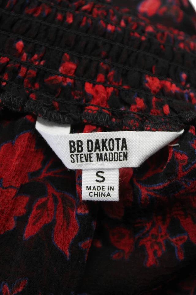 BB Dakota Womens Floral Printed Elastic Mock Neck Floral Blouse Red Size S - Image 4 of 4