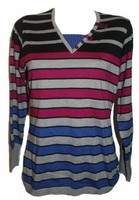 Damen Pullover Strickpullover Gestreift Pink Grau Blau Seide Capuccino 38 Neu