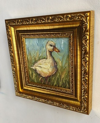 Duck Oil Painting,Golden Framed Art,Vintage Style,Wall Decor,Gift Painting