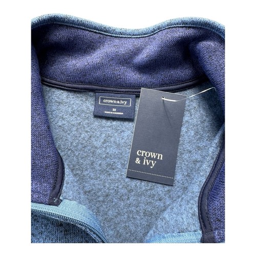 Crown & Ivy 1/4 Zip Fleece Sweater 3XL Big/Tall Blue - Picture 2 of 8