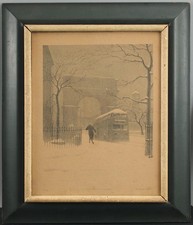 RARE Antique Signed ELLISON HOOVER Washington Arch New York City NYC Lithograph