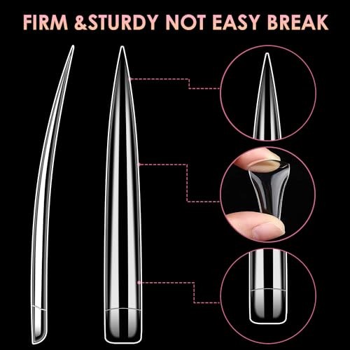 XXXXL Extra Long Nail Tips, Clear Stright Stiletto Nail T8-XXXL Stiletto Nails - Picture 6 of 6