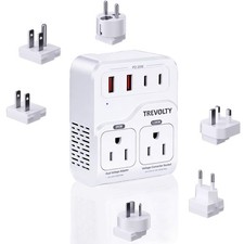 2000W 7in1 220V to 110V Voltage Converter to Europe 3 AC 4 USB Travel Adapter
