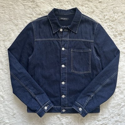 Frankie Morello Milan Men s Denim Jacket Button Up Lined Dark Wash Classic Sz M