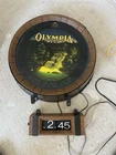 Olympia Vintage Beer Barrel Motion Sign Light-Up Waterfall with Clock