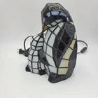 Vintage Penguin and baby Tiffany Style stained glass accent lamp rare