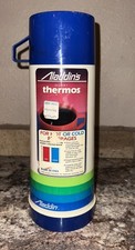 Vintage 80s Aladdin?s Plastic Quart ThermosBottle Retro Blue Green NSO