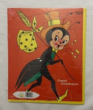 Greeny Grasshopper Puzzle Frame Tray Tee Pee Toys Anthropomorphic US VINTAGE-NOS