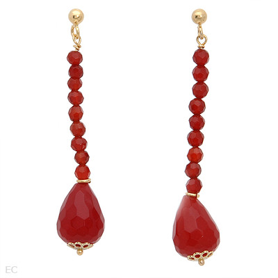 Made in Italy Ohrringe mit 22,40ctw echtem Karneol & 14K/925 vergoldet Silber