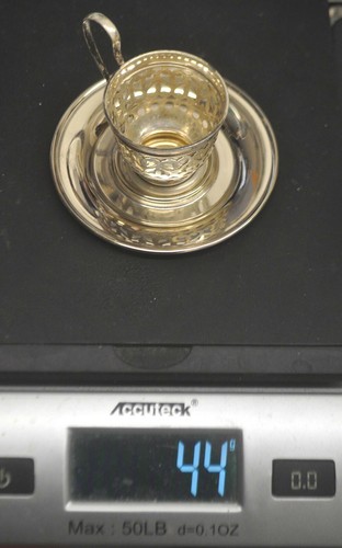 Juego de 8 portavasos Gorham A5549 Esterlina Demitasse y platillo e inserto Lenox de colección - Imagen 7 de 7