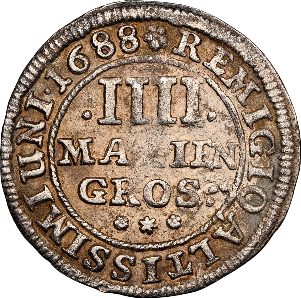 1688 Alemania 4 Mariengroschen, Brunswick-Wolfenbuttel. Detalles NGC AU Foto 2 de 4