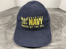 America's Navy Forged By The Sea Ship Boat Captain Navy Blue USA MADE Hat Cap