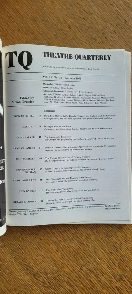 Theatre Quarterly Magazine 1979 - Political Theatre - Contemporary Greek Tragedy - Image 2 of 4