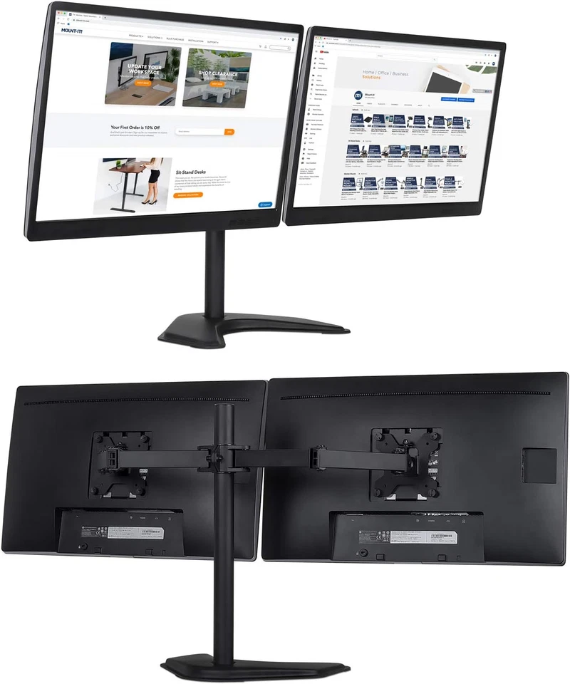 Dual Monitor Stand for Desk - 2 Screen Mount for Two Computer Screens up to 32 I - Image 2 of 4