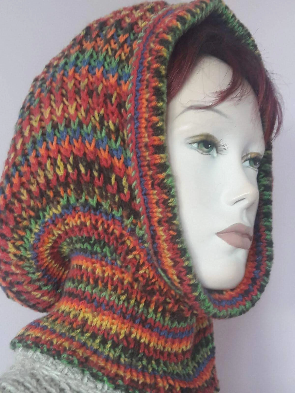 Knit Hood Balaclava Wool Blend Hooded Scarf Multicolor Winter Hat Unisex