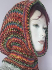 Knit Hood Balaclava Wool Blend Hooded Scarf Multicolor Winter Hat Unisex