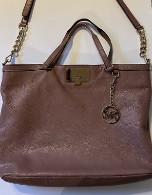 Michael Kors Jet Set Dusty Rose Pebbled Leather Large Pocket Tote Shoulder Bag