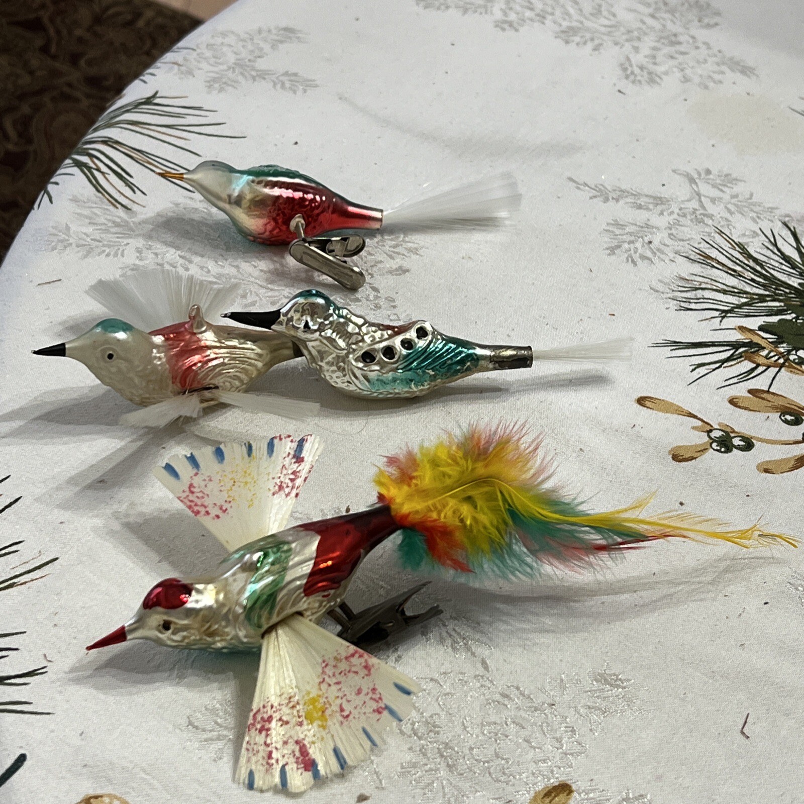 Lot Of 4 Vintage Glass Clip On Birds Christmas Ornaments Germany eBay