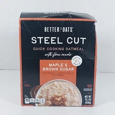 Better Oats Steel Cut Quick cooking oatmeal Maple & Brown Sugar With Flax Seeds