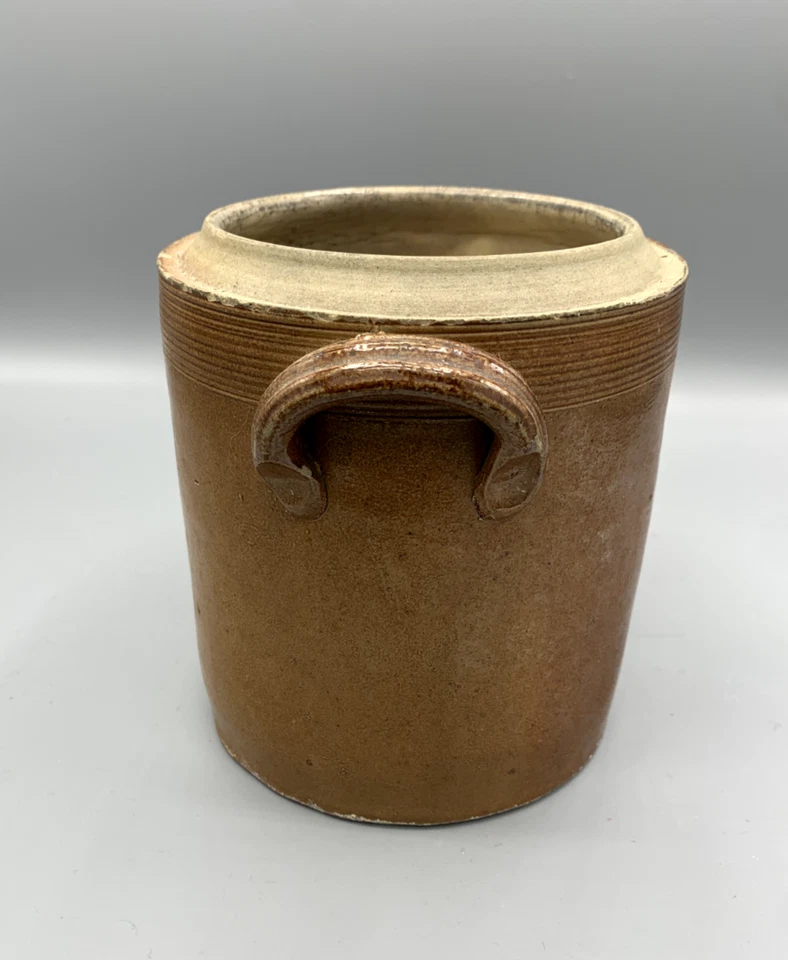 Grand pot en grès vintage brun 15 cm déco rustique campagne avec anses - Photo 2/4