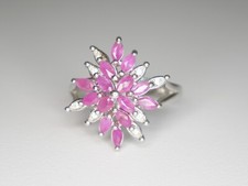14 Marquise-Cut Ruby Ring in Sterling Silver