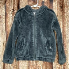 Abercrombie Kids Girl  s Faux Fur Soft Hoodie Zip-Up Jacket Blue Size 5/6