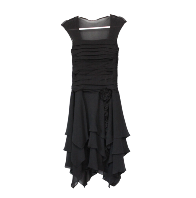 white christmas dresses Abba Black Chiffon Strapless Rose Embellished Asymmetrical Midi Bustie –  Lea Clothing Co main image 1