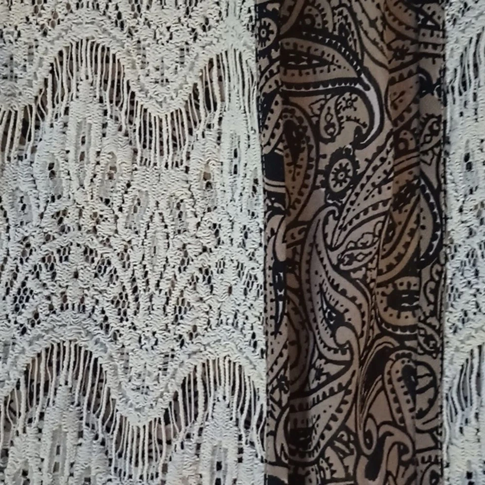 Blazer Chaqueta Abierta Chico's Marfil Negro Tostado Encaje Superpuesto 3 XL Foto 2 de 4