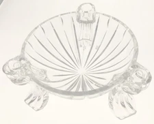 VintageGlass Centerpiece Bowl with 3 Tapered Candle Holders Footed 7" Diameter