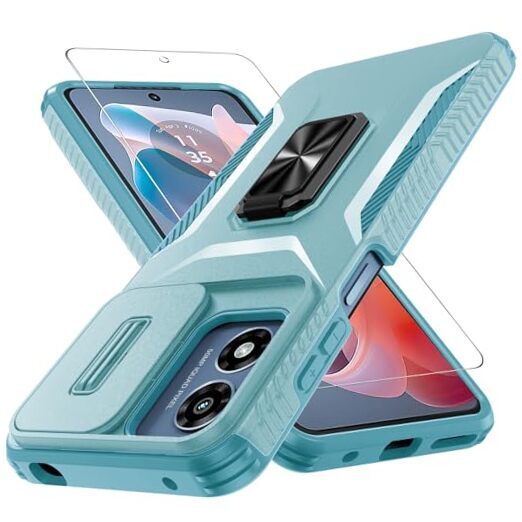 for Case with Tempered Glass Screen Motorola Moto G Play 2024 A-Mint Green