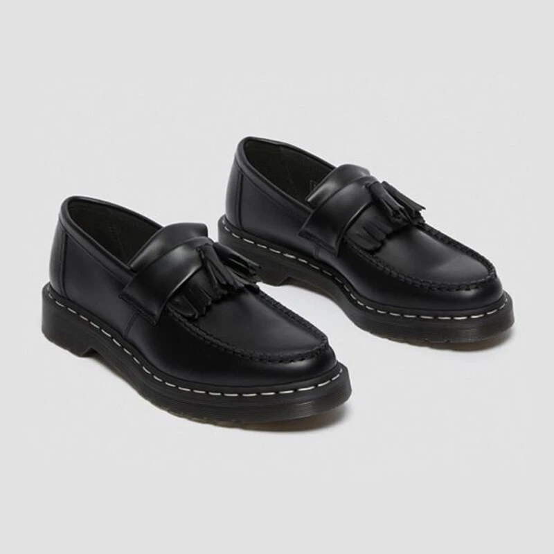 Dr. Martens Adrian WS White Stitches Tassel Loafer 26805001 Black Leather  Shoes