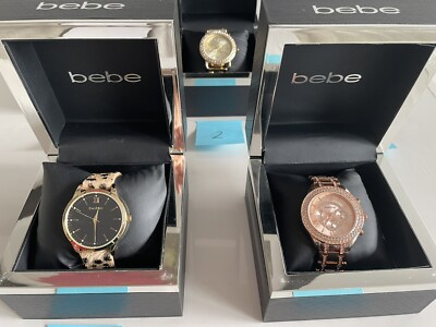 Bebe Watches Crystal Stud Rose Gold Silver Leather - 5  display picture 3