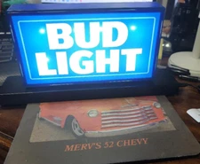 Bud Light LED Lightbox 12" x 2.5" Micro USB Power Man Cave Game Room Bar  New