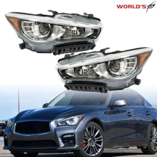 Headlights Pair Left+Right For Infiniti Q50 2014-2022 w/o AFS LED DRL Projector