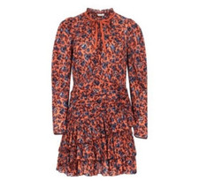 ULLA JOHNSON Marielle Mini Dress Rosewood sz: 4 Small Abstract Ruffle Tiered