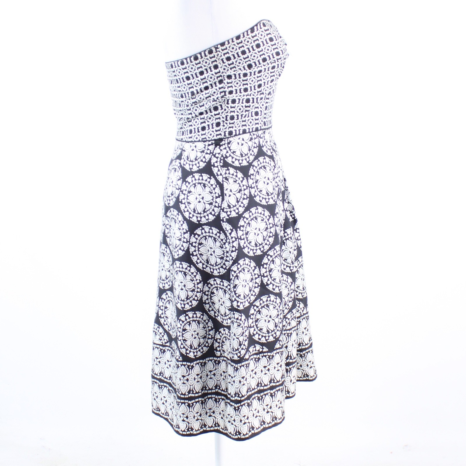 Black white geometric 100% silk WHITE HOUSE BLACK MARKET A-line dress 2