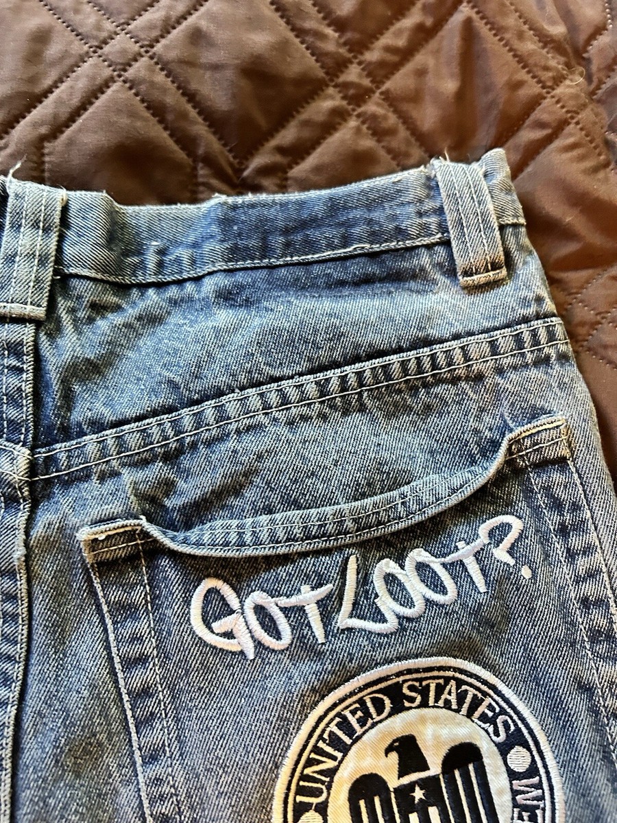 Vintage Function And Future Embroidered Denim Baggy Jeans