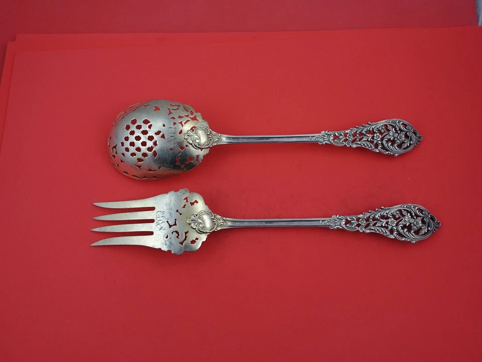 Trianon Pierced by Dominick and Haff Sterling Salad Serving Set 2-pc GW 11 1/4" - Image 2 of 2