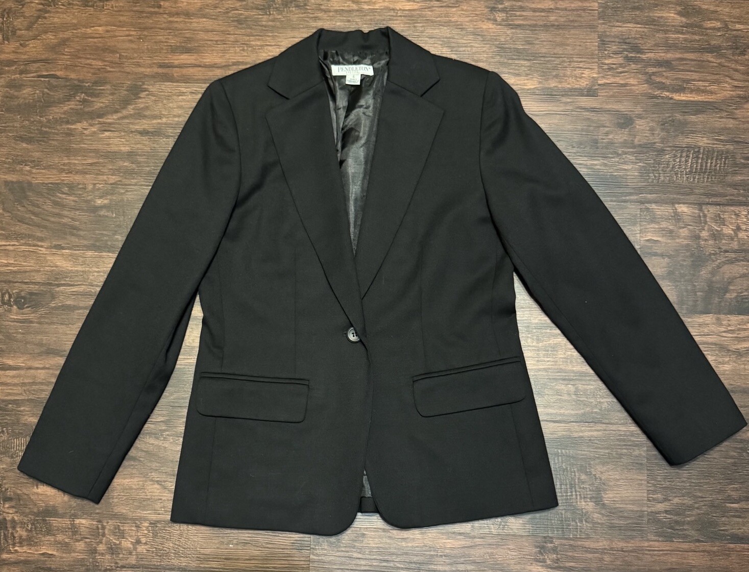 Pendleton Virgin Wool Blazer Jacket Black Gray Si… - image 1