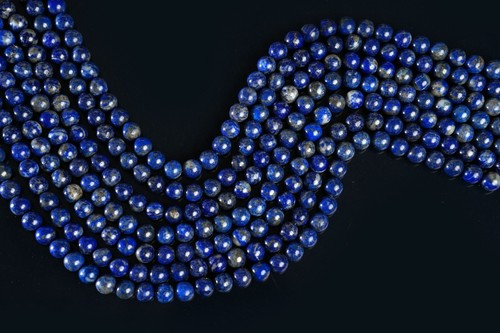 Natural Lapis Lazuli Gemstone Round Smooth Beads String Ready For Jewelry 15.5" - Picture 4 of 6